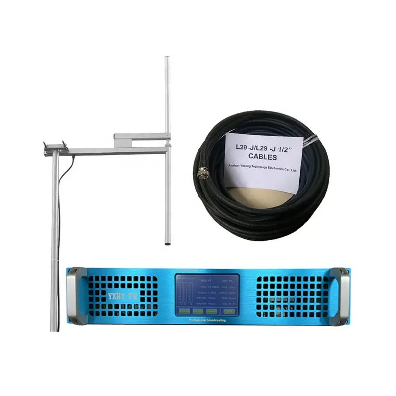 1KW YXHT-TW 1000W FM Transmitter Touch Screen + 1-Bay Antenna + 50 Meters Feeder Cable for School, Church, Radio Stations