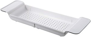 Plastic Square <strong>Bath</strong> Rack Extendable Two-Piece Eco-Friendly Modern Bathroom Caddy with <strong>Tray</strong> <strong>White</strong> - Product Image 2