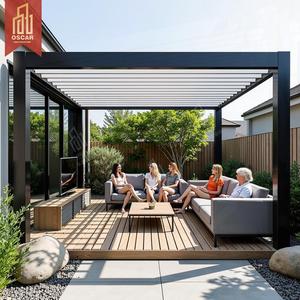 Den S Gazebo al aire libre Perfiles de aluminio Sistema motorizado Toldos con persianas Gazebos Patio trasero Sombra Estructuras de jardín Pérgola - Product Image 1