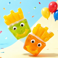 Bonbons gélifiés en forme de frites, visage souriant, saveur fruitée, personnalisables OEM, marque privée, vente en gros