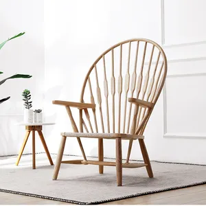 Chaises de jardin en bois de cendré, paon moderne en osier, chaise de salle à manger pour terrasse de villa, nouvel arrivage