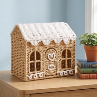 Panier à jouets pour enfants en corde de papier tressée à la main, en forme de maison, décoration de Noël, rangement, accessoires de photographie, décoration de bureau
