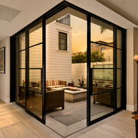 Porte coulissante en verre minimaliste LuxView en aluminium, cadre ultra-fin, double vitrage, porte française de luxe pour patio résidentiel B2B