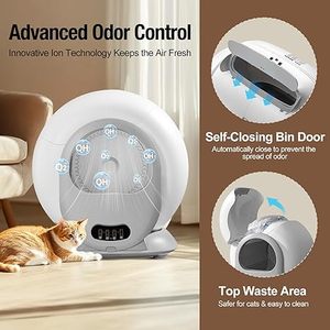 Bac à litière automatique autonettoyant pour chat avec contrôle des odeurs, design écologique, grande capacité, contrôle par application pour plusieurs chats - Product Image 4