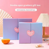 Coffret cadeau créatif dégradé à double porte 2mm carton recyclé UV accompagnement en gros pour les mariages et la Saint-Valentin