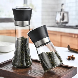 Set of 2 Stainless Steel Salt Glass Spice Shakers Adjustable Coarse <strong>Mills</strong> Stainless Steel Salt and Pepper Grinder - Product Image 4