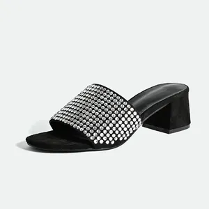 Custom Women's Shoes Summer New Fashion Diamond-shaped Flip-flops With Thick Heels And Open Toe Wear Sandals