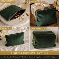 Pochette en velours colorée avec fermeture éclair et pompon, personnalisable avec logo imprimé, idéale pour cadeaux de mariage, vêtements et accessoires capillaires