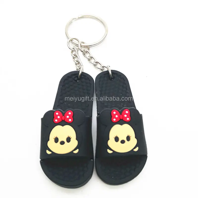 Mini 3D Sneaker Slipper Sleutelhanger San-Rio Disnep Schoenen Winnied Grote Oor Hond Kikker Slip Trein Sleutelhanger