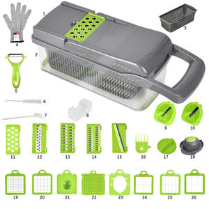 Multipurpose 26 in 1 Dual Use Stainless Steel Vegetable Cutlery Cutter Dicing Kitchen Tool Slicers Vegetable Chopper with <b>Glove</b> - Product Image 3