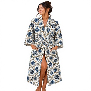 Floral bathrobe kimono bathrobe cotton loungewear handmade clothing artisan robe soft cotton robe comfortable robe summer robe - Product Image 1