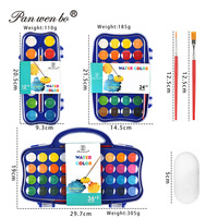 Ensemble de peinture à l'aquarelle solide non toxique avec pinceaux, 12/24/36 couleurs, pigments d'aquarelle pour peinture artistique DIY