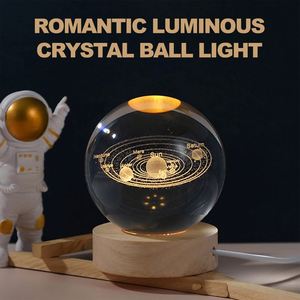 Bedroom Wood <b>Light</b> Base Lamp Soft Warm Color 3D Modern Decorate <b>Night</b> <b>Light</b> Crystal Ball <b>Light</b> - Product Image 6