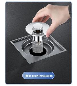 Filtre de vidange de sol en acier inoxydable, filtre d'évier de salle de bain, drain de baignoire escamotable avec panier filtrant amovible, attrape-cheveux - Product Image 6