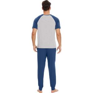 ชุดนอนผู้ชายแบบกำหนดเอง เสื้อยืดแขนสั้น กางเกงจ็อกเกอร์ ชุดนอนเนื้อนุ่ม ชุดนอนแร็กแลน ไซส์ S-XXL - Product Image 2