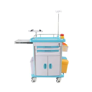 2024 Hospital Utility Trolley Cart Clinic Pharmacy Medical Trolley Double Door Multifunctional Rescue Trolley