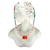 Collier de pierres précieuses fait à la main en argent Sterling 925, huître Turquoise, quartzite rouge, Orange, grenat de mandarine