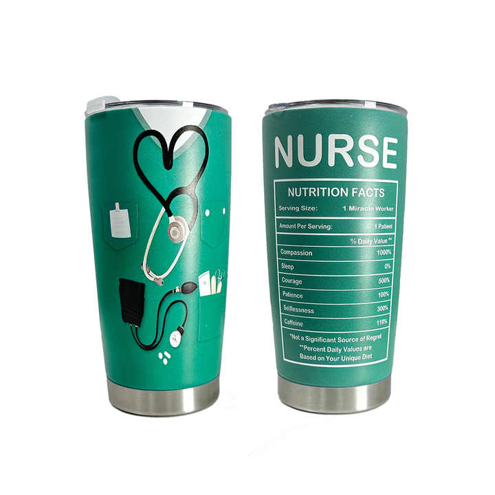 Custom Nutritional Facts Student Nurse School Graduation Appreciation  Presents Mug Tumbler Gifts 20oz Stainless Steel Coffee Cup