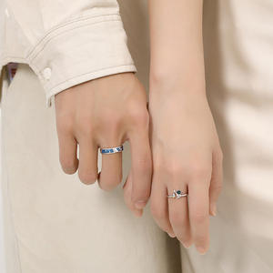 Bagues de Couple d'astronaute en plaqué argent romantique, anneau d'astronaute créatif de dessin animé, vente en gros - Product Image 6