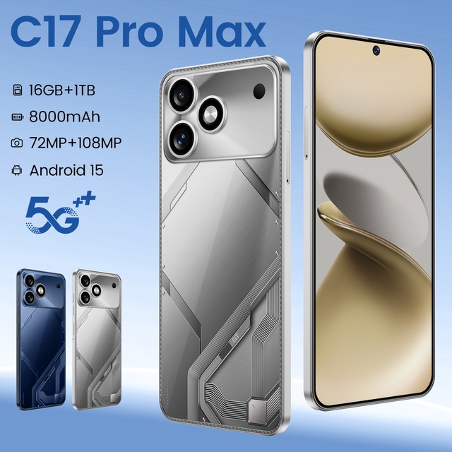 Trending Pick C17 Pro Max 16GB+1TB 5G Unlocked Phone 7.3 Inch Ultra HD Display 108MP Triple Camera Face ID GPS
