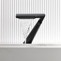 Robinet de lavabo moderne monté sur le pont mitigeur de lavabo cascade en laiton robinet de salle de bain noir