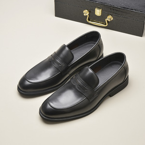 Mocassins en cuir pour homme, style britannique, en cuir de vache véritable noir, semelle en caoutchouc, pour tenue décontractée ou professionnelle, tailles 38 39 40 41 42 43 - Product Image 1