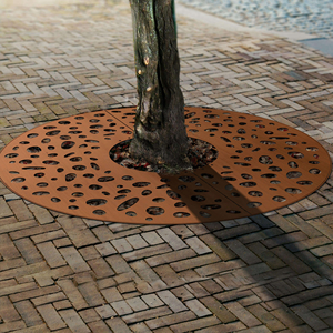 Grille de bordure d'arbre en acier Corten Art Déco, résistante aux intempéries et imperméable, pour trottoir extérieur, en tôle métallique décorative - Product Image 4