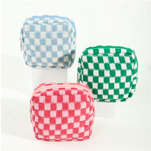 Nouvelle Mode <span class=keywords><strong>Damier</strong></span> Tricoté <span class=keywords><strong>Mini</strong></span> Portefeuille Porte-Monnaie Portable Rouge À Lèvres Sac De Rangement Serviettes Hygiéniques <span class=keywords><strong>Pochette</strong></span> En Polyester - Product Image 6