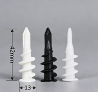 Vis à tête spéciale pour plaque de plâtre 15*33 mm, vis en plastique noir, cheville murale, tube d'expansion spiralé blanc et noir