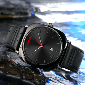 Reloj cronógrafo redondo para hombre, correa de cuero de lujo, reloj de cuarzo resistente al agua 30M - Product Image 1