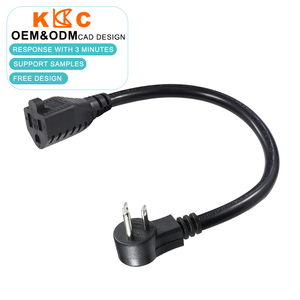 Right <b>Angle</b> NEMA 5-15P to 5-15R Extension, 3-Prong Power Supply Cable - Product Image 1