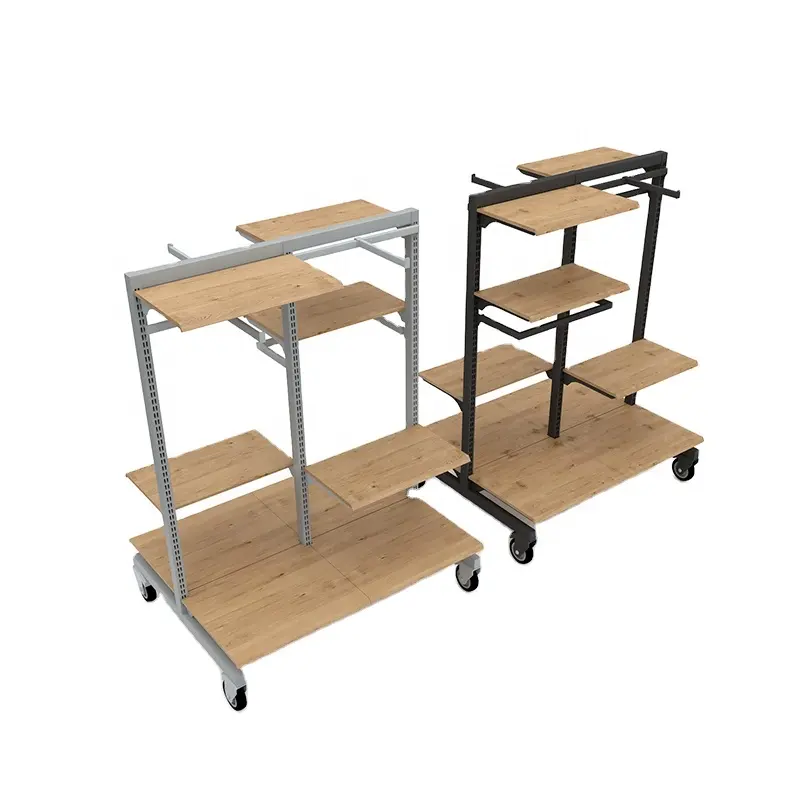 Clothing Store Foldable Garment Display Rack with Wheels