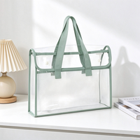 Sac fourre-tout transparent en PVC, grande taille, imperméable, double couche, avec poignée, pour l'école, le bureau, les voyages