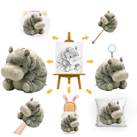 Peluche personnalisée en forme de rhinocéros ou d'hippopotame gris, douce et moelleuse, pour bébé