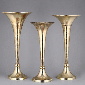 Vase décoratif de sol en fer forgé style européen, tube doré, grand, pour mariage et décoration intérieure, simple, doré, géométrique, mural suspendu - Product Image 1