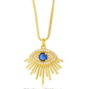 Vintage oro Ojo del diablo geométrico corazón diamante colgante cobre 18K collar gota de agua circón Palma corazón para mujer collar - Product Image 6