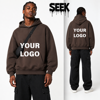 Hoodie Oversize Homme SEEK 520 GSM Marron Foncé Lourd Personnalisable Logo Streetwear Vente en Gros Petites Séries