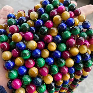Perles en pierre d'oeil de tigre colorées, couleur naturelle optimisée, pour petite amie, femme, enfants, cadeaux de mariage