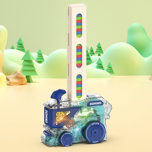 Dina préscolaire éducatif voiture <span class=keywords><strong>électrique</strong></span> jouet Transparent bricolage automatique pose <span class=keywords><strong>Domino</strong></span> Train Puzzle blocs en plastique Durable - Product Image 1