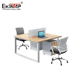 Ekintop Luxurious Design Space Saving Wooden Veneer Staff Desk Office Workstation With Privacy Partition For Sale