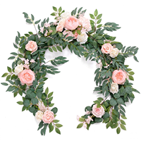 Guirlande de fleurs violettes personnalisée en mousse de soie, roses artificielles, lianes florales, chemins de table pour mariage, décoration extérieure