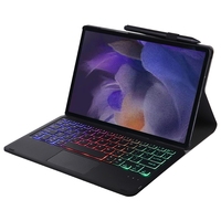 Casing kulit Keyboard nirkabel dengan Touchpad, A08-AS asli, lampu latar ultra-tipis, casing kulit dengan Touchpad untuk Samsung Galaxy Tab A8