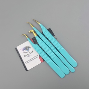 แหนบต่อขนตา LUCKY LASH TOOLS รุ่นยอดนิยม สีเขียวอมฟ้า ผลิตจากสแตนเลสสตีล ป้องกันไฟฟ้าสถิต ปลายเรียบเนียน รับทำโลโก้ส่วนตัว - Product Image 4