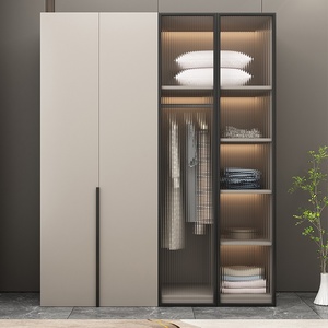 2025 Modern Cream Style Solid <strong>Pine</strong> Wood <strong>Wardrobe</strong> for Home Bedroom MDF Door Storage Cabinet for Rental Apartment - Product Image 1