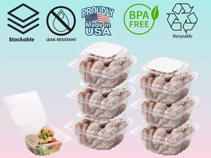 Scatola per Alimenti Quadrata Trasparente in RPET Riciclabile Monouso per Torte, <span class=keywords><strong>Hamburger</strong></span> e Pane - Product Image 4