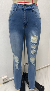 Quần Jean Nữ <span class=keywords><strong>2025</strong></span> Thời Trang Châu Âu Mỹ Mới Quần Jean Nữ Eo Trung Co Giãn Rách Phong Cách Bút Chì - Product Image 5