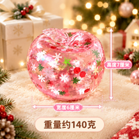 Jouet Squishy Pomme Transparent Pailleté à Remontée Lente, Jouet Anti-Stress à Presser en Forme de Fruit pour Halloween, Noël, Cadeau de Fête