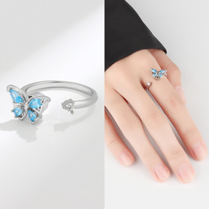 Multistyle Rotating <b>Rings</b> Pave <b>Set</b> Zircon Copper Adjustable Rotating Butterfly Anxiety Relief Jewelry For Woman And <b>Man</b> - Product Image 4