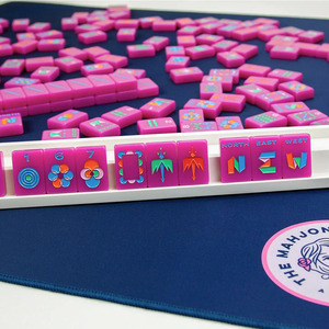 Jeu de Mahjong en Acrylique Nouveau Design Lignes Minimalistes Violet Néon Tuiles de Mahjong Américaines Motif Personnalisé Jeu de Casino - Product Image 1