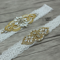 Jarretière de mariée en polyester, brodée à la main, ornée de strass, sexy, pour fête de mariage, cosplay, accessoire de mode pour la jambe